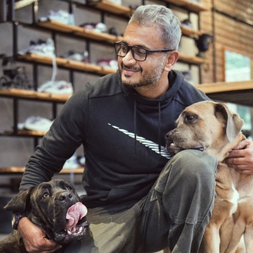 Pet parent with pet
